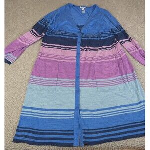 Denim & Supply Cardigan Sweater 3X Pink Blue Stripe Open Front Canyon Retreat